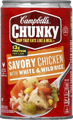 Image of Campbell's Chunky Soup, Savory Chicken with White and Wild Rice Soup, 18.8 Oz Can (Pack of 2)