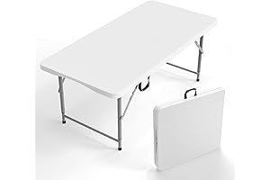 VINGLI 4FT Plastic Folding Camping Table, Adjustable Height, Portable