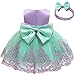 BIBOKAOKE Baby Mädchen Satin Plissee Abendkleid mit Stirnbänder Spitze Bowknot Tutu Kleid Süßes Little Girls Faltenrock Ärmellose Knielänge Prinzessinenkleid Spitze Strandkleider Gr.0-3 Jahre