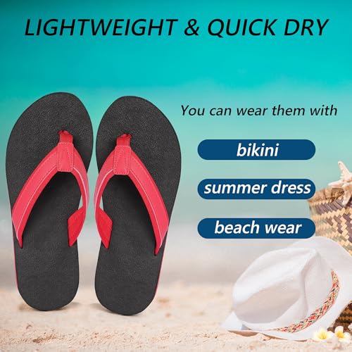 Image of Women's Flip Flops Ladies Sandals Comfy Lightweight Thong Cushion Summer Beach Walking Indoor Outdoor