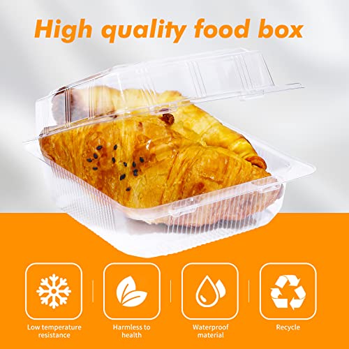 Manshu 100 Pcs Clear Plastic Take Out Containers,Disposable Clamshell Dessert Container With Lid, For Salads, Pasta, Sandwiches (5X5.12X2.36 In). #TOP2