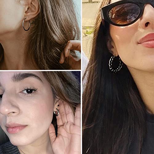 54 Pairs Gold Silver Hoop Earrings Set For Women Multipack, Boho Fashion Statement Stud Hoop Earrings Pack With Pearl Butterfly Shaped Assorted Small Big Hoop Earrings Jewelry For Gift #TOP4