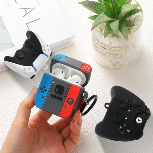 Image of [3Pack] Gedicht for Airpods 2nd Generation Case, Funny 3D Cartoon Game Controller Console Design Silicone Soft Cases for Airpods Case 2nd /1st Gen, with Keychain Kids Women Men for Airpods Case