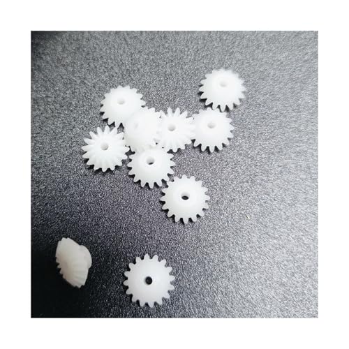 BELTXTROPHE 10pcs S162A Plastic Pinion Gear 0.5 Module 16 Teeth 2mm Bore Bevel Pinions 1cm 1.2cm Plastic Bevel Gear DIY Toy Car Industry(1mm bore)