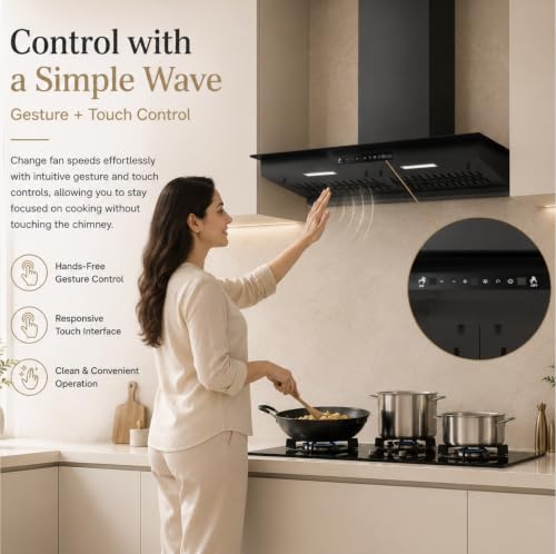 Image of Faber Mercury 90cm 1500m /hr BLDC Filterless Autoclean T-Shape Max Grill Chimney|3 Speed| 46dB|Touch&Gesture Control|12Yr Motor,2Yr Comprehensive Warranty by Faber|Hood MERCURY BLDC FL SC HC BK IN90-T