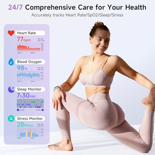 Image of Gydom Smart Watches for Women for Android & iPhone, Alexa Built-in, 1.8 inch Smartwatch with Heart Rate /SpO2 /Sleep /Stress, IP68 Waterproof Fitness Tracker, 101+ Sports Modes, Purple