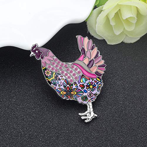 Image of DUOWEI Enamel Chicken Brooches Animals Lapel Pin Clothes Scarf Jewelry Gift for Women Girls