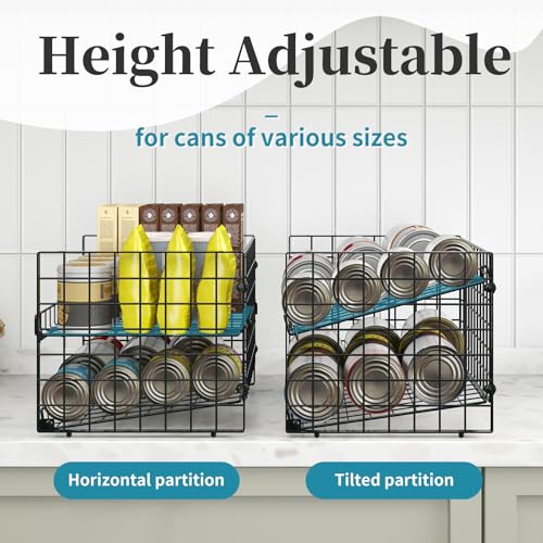 3-Pack-Stackable-Can-Rack-Organizer-Adjustable-Can-Holder-for-Pantry-2-Tier-Rolling-Can-Dispenser-Holds-Up-to-90-Cans-Canned-Food-Storage-Organizer-for-Kitchen-Cabinet-Black