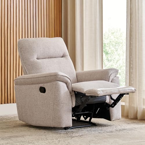 Image of Home Centre | Artise Fabric 1-Seater Recliner | Recliner for Living Room | Solid Wood | Beige | 1 Year Warranty