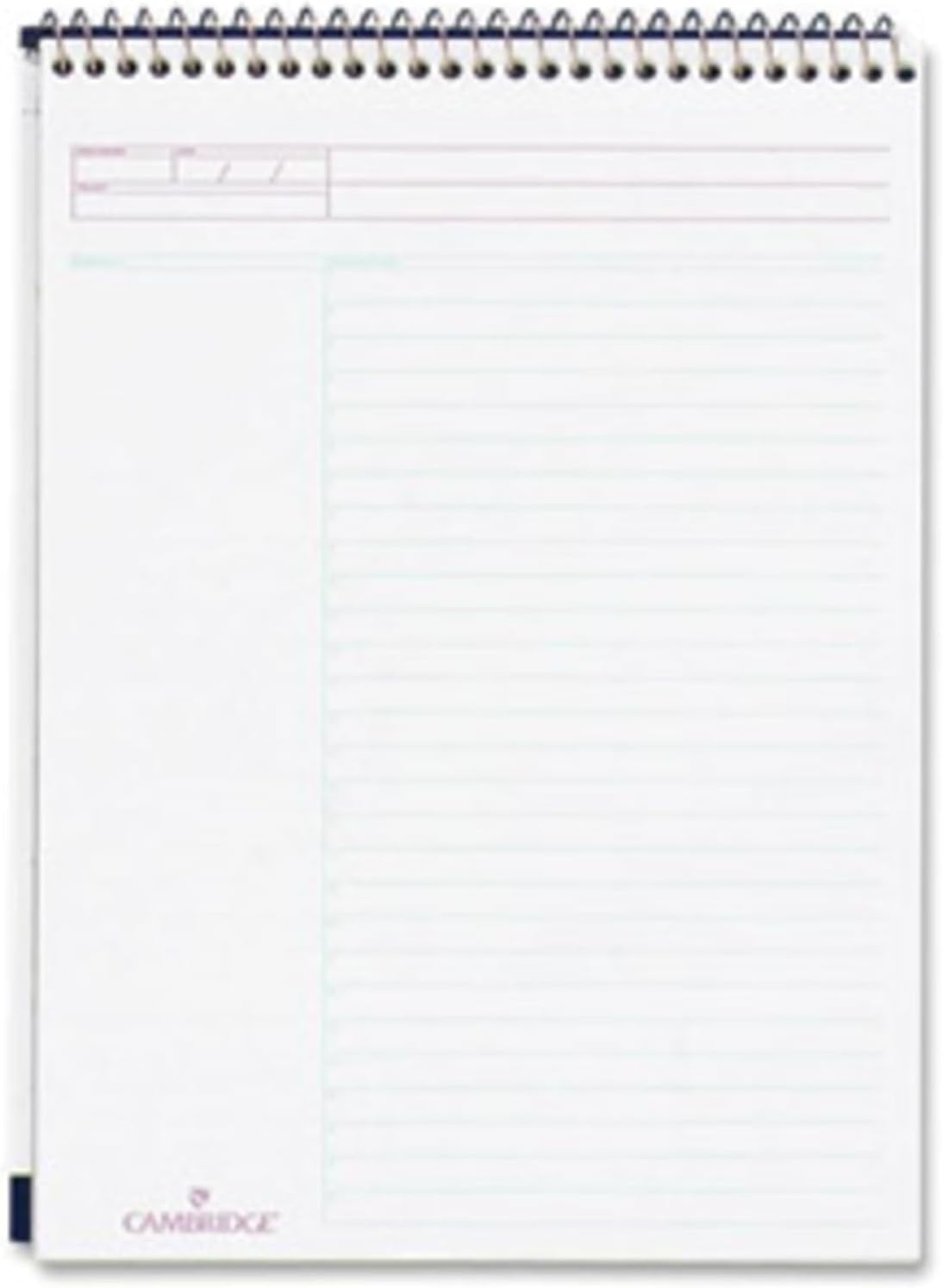 MEAD Cambridge Writing Pad, 8-1/2" x 11", Wide Ruled, 70 Sheets, Top Bound, Spiral Notepad, Action Planner (MEA59008)