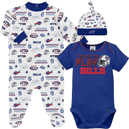 Image of NFL Baby Boys' 3-Piece Bodysuit, Sleep 'n Play, & Cap Set