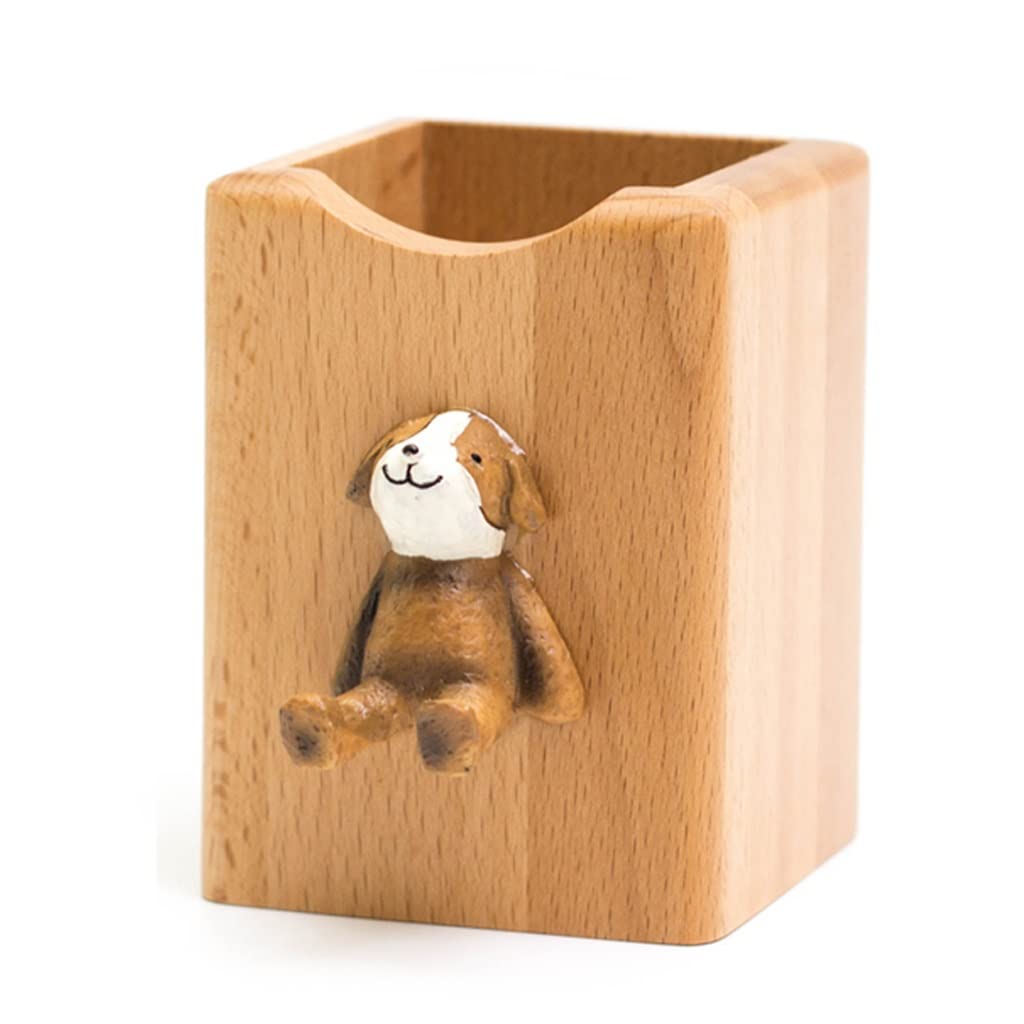 Pot à Crayons Fournitures Scolaires Pot stylo, porte-stylo for bureau, porte-crayon en bois, coupe-stylo, support de pinceau maquillage, accessoires et organisateurs d'espace travail(D-Beech)