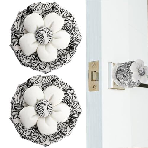 FdcLixuvol 2 Pcs Door Knob Cover Black Floral Door...