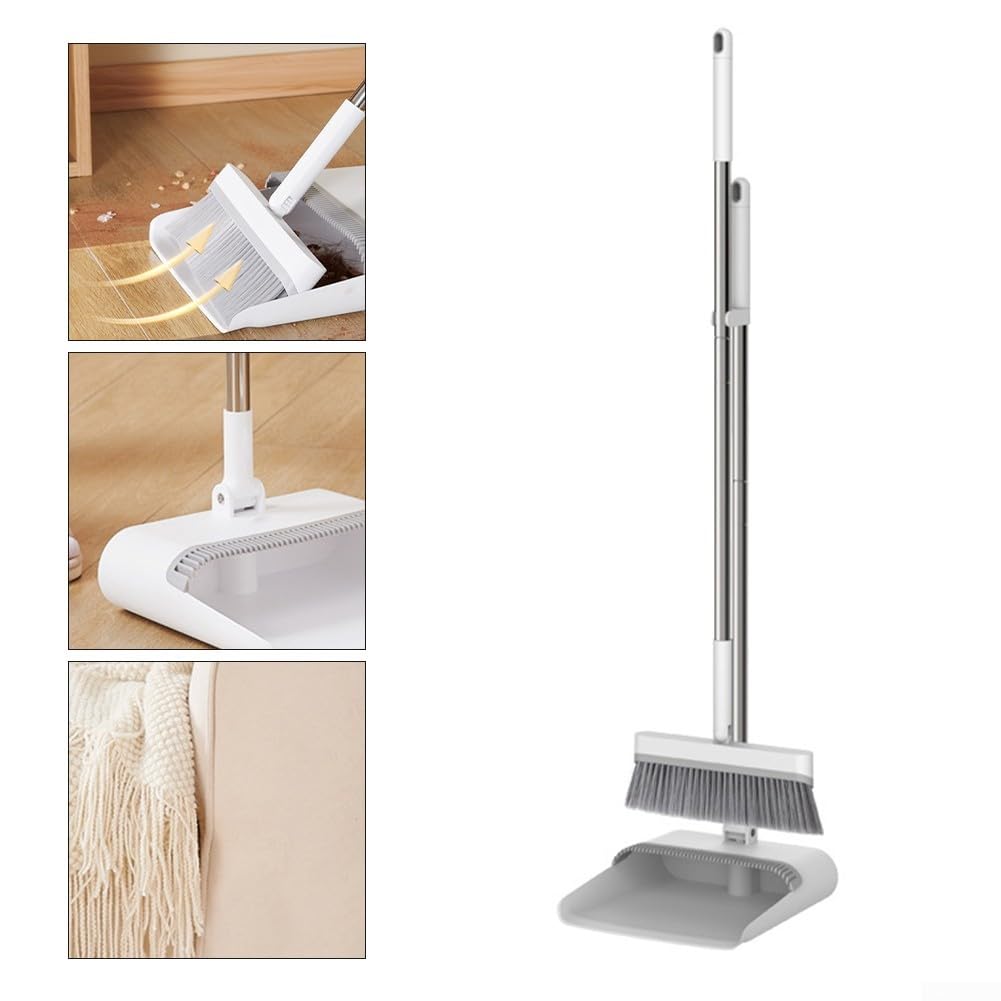 Besen und Kehrschaufel Haushalt Set, Kehrbesen und Kehrschaufel Kombination Müllschaufel, Lazy Artifact Klappgriff