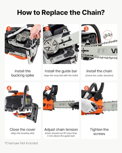 Image of VEVOR Chainsaw Chain 3 Pack 18 Inch 0.325 inch Pitch 0.058 inch Gauge 72 Drive Link