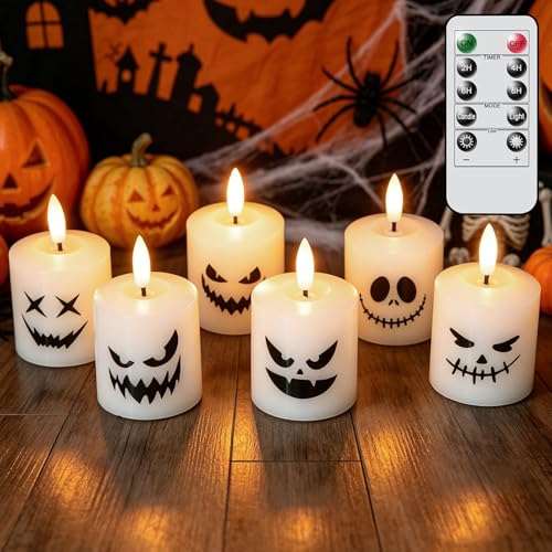 Image of GenSwin Halloween Flameless Votive Candles with Remote Wax