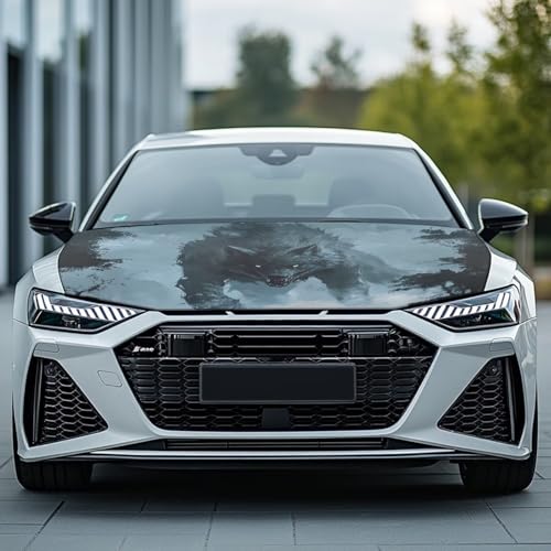 Image of Wolf Car Hood Cover All Weather Protection Automotive Exterior Accessories Universal Fit Hood Covers for Cars, Trucks, SUV, or Van Full Coverage with Elastic Band