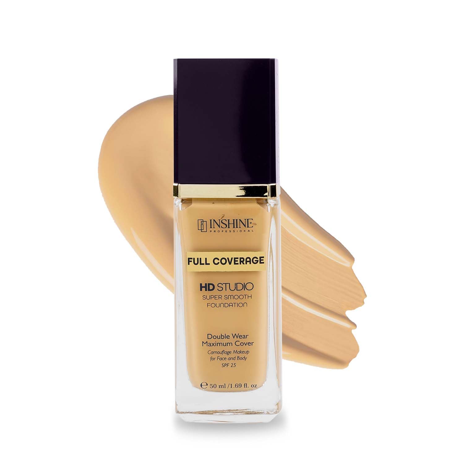 inshine originals professionals matte hd studio full coverage cream foundation for all skin types | super smooth double wear maximum cover spf 25, 50ml (802 warm nude)