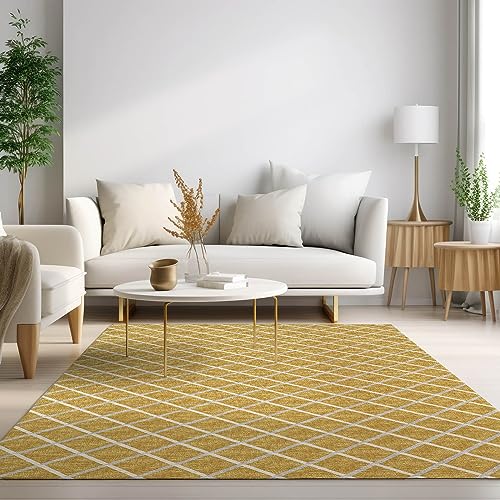 Dalyn Rugs York YO1 Gold 10' x 14' Indoor Outdoor Area Rug, Easy Clean, Machine Washable, Non Shedding, Bedroom, Living Room, Dining Room, Kitchen, Patio Rug