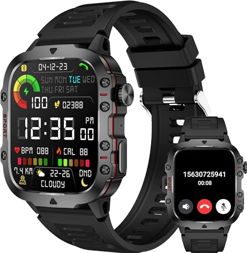 Military Smart Watch Answer Make Calls Smartwatch Compatible iPhone Android Phones 1.96