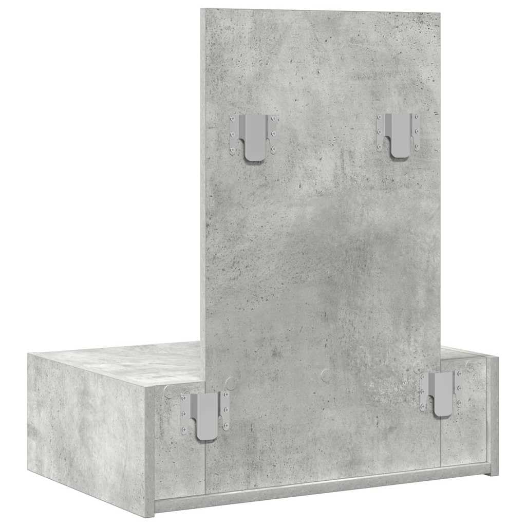 Tavolo da trucco grigio in legno ingegnerizzato 60 x 40 x 70 cm con specchio piano e cassetto, mobiletto salvaspazio per camera da letto, consolle con portaoggetti per make up