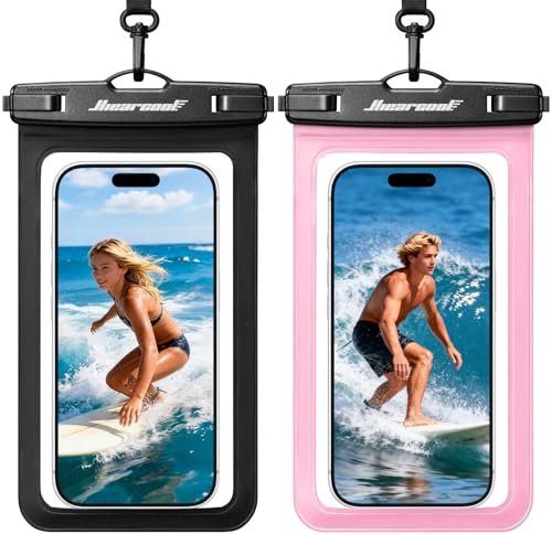 Hiearcool Universal Waterproof Case, Waterproof Phone Pouch Compatible for iPhone 17 16 15 14 13 Pro Max XS Plus Samsung Galaxy S22 Cellphone Up to 8.3', IPX8 Cellphone Beach Bag for Travel - 2 Pack