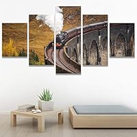 SIGNWIN 5 Panel Canvas Wall Art Modern Art Cars Edgy Industrial Mixed Media Multicolor Transportation for Home Decorations Ready to Hang - 60