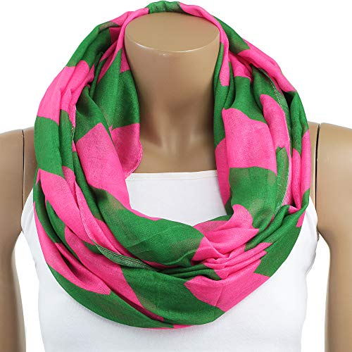Oversized Lightweight Pink and Green Chevron Infinity Scarf2