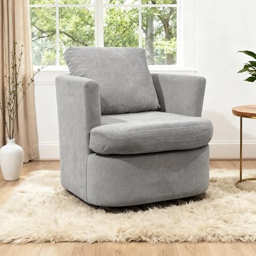 BonVache Drehsessel, Chenille Sessel, 360° schwenkbar, mit U-förmiger Rückenlehne und gepolsterter Sitzfläche, geeignet für Wohnzimmer, Schlafzimmer und Büro,Grau BonVache Drehsessel, Chenille Sessel, 360° schwenkbar, mit U-förmiger Rückenlehne und gepolsterter Sitzfläche, geeignet für Wohnzimmer, Schlafzimmer und Büro,Grau