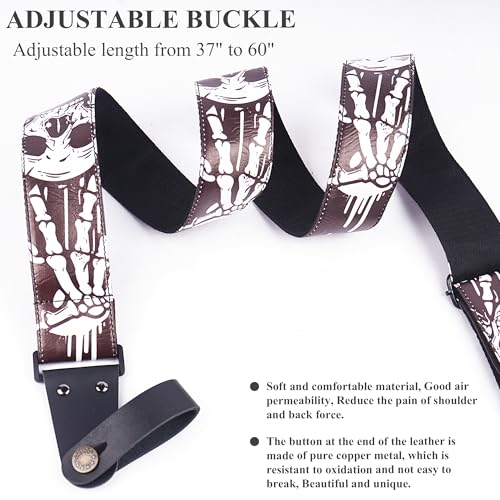 Image of Adjustable Guitar Strap Includes 2 Strap Locks & 2 Matching Picks & 1 Picks Holder & 1 leather Strap Button.