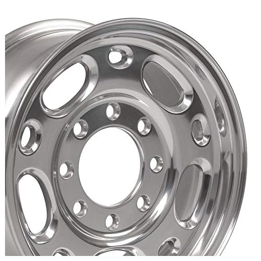 OE Wheels LLC 16 inch Rims Fits Chevy 2500 3500 8Lug CV82 Polished 16x6.5 Rims Hollander 5079 Cap NOT Included SET