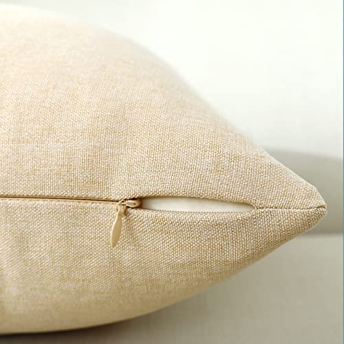 Jeneoo Decorative Beige White Kids Throw Pillow Covers Rustic Farmhouse Square Linen Burlap Soft Comfy Solid Ivory Cushion Couch Cases (Set Of 2, 12 X 12 Inches) #TOP3