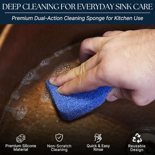 Image of Sinkology SSCRUB-101-3 Breeze Non-Scratch and Odor Resistant Silicone Scrubber Package of 3 Sponges, Blue, 3 Piece