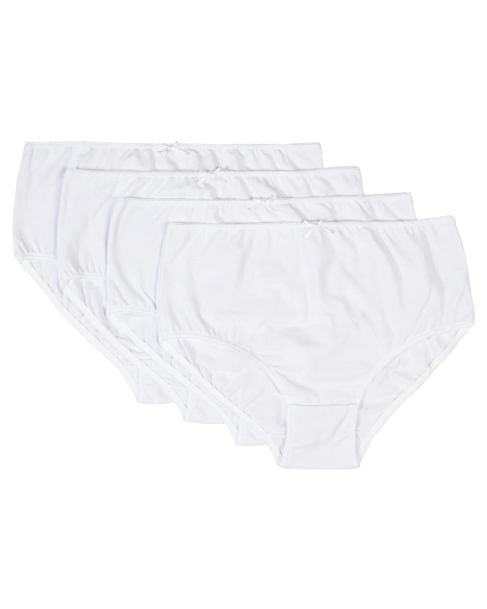 Slenderella Women's White Slenders 4 Pack Cotton Midi Brief Bf84 Large