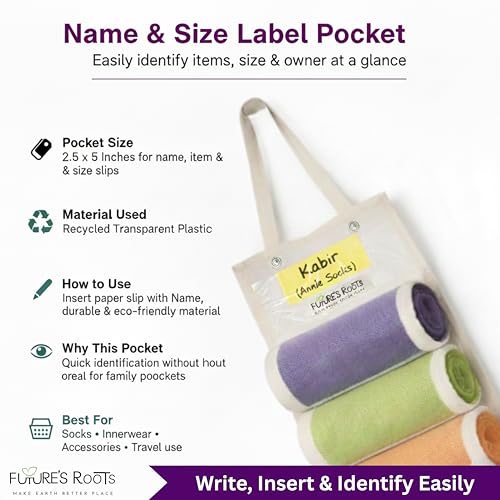 Image of FUTURE'S ROOTS Cotton Hanging Organizer for Wardrobe with 8 Transparent Mesh Pockets(Set of 3) | Wall Mounted & Travel Storage for Socks, Bra, Innerwear & Accessories | Foldable Space-Saving Design
