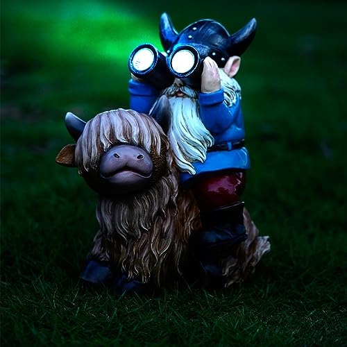 Garden-Gnome-Statues-Resin-Gnome-Sitting-on-Highland-Cow-Solar-Lights-Outdoor-Telescope-Gnome-Gifts-for-Yard-Patio-Decor-Cow-Gnome