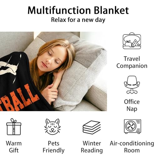Mercuryelf Basketball Throw Blanket - Soft, Fuzzy & Warm - 40x50 Inches Flannel Blankets for Travel, Office - Black Sports Funny Throws Gift for Boys, Girls