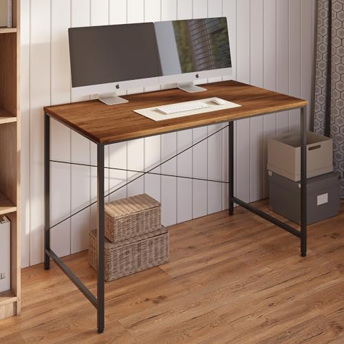 Image of FURLAY Slate Office Desk and Study Table | 1 Year Warranty | Metal and Engineered Wood Desk for Adults & Students | DIY (Woodland & Black, 91 x 60 cm)