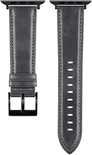 سوار جلد فاخر متوافق مع ساعة آبل سلسلة الترا و8 و7 و6 و5 و4 و3 و2 مقاس 38 ملم و40 ملم و41 ملم من اي زون (لون رمادي)