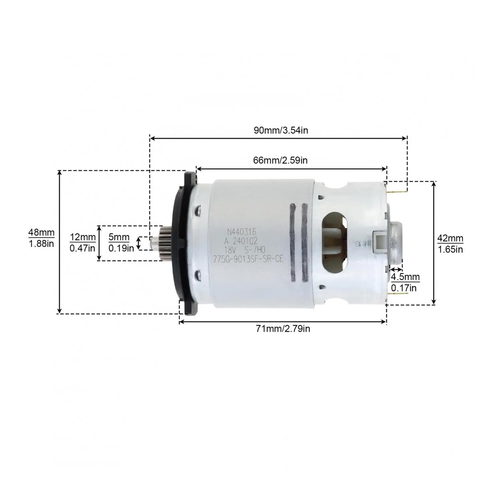 Taladro destornillador inalámbrico de 18 dientes, 18 V, 775 CC, motor DCD771, DCD776, CMCD701C2, DCD771KS, compatible con Dewalt.