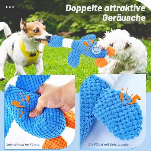 Vitscan Verbessertes Hundespielzeug aus Gans, unzerstörbar, für Aggressive Kauer, kleine, mittelgroße und große Rassen, quietschendes Plüsch-Spielzeug, Welpen-Kauen, Ente, interaktiv