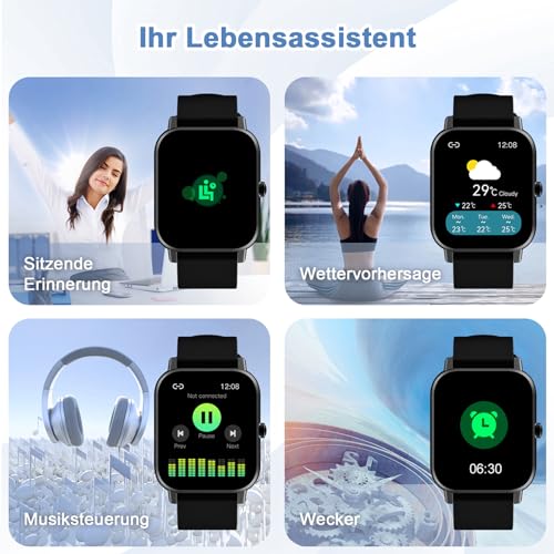 Blackview Smartwatch R30 Herren Damen Fitnessuhr, 1,85'' Smart Watch, Armbanduhr mit Pulsmesser Schlafmonitor Musiksteuerung SpO2, Schrittzähler Uhr Sportuhr, Aktivitätstracker für Android iOS,Schwarz – Bild 7