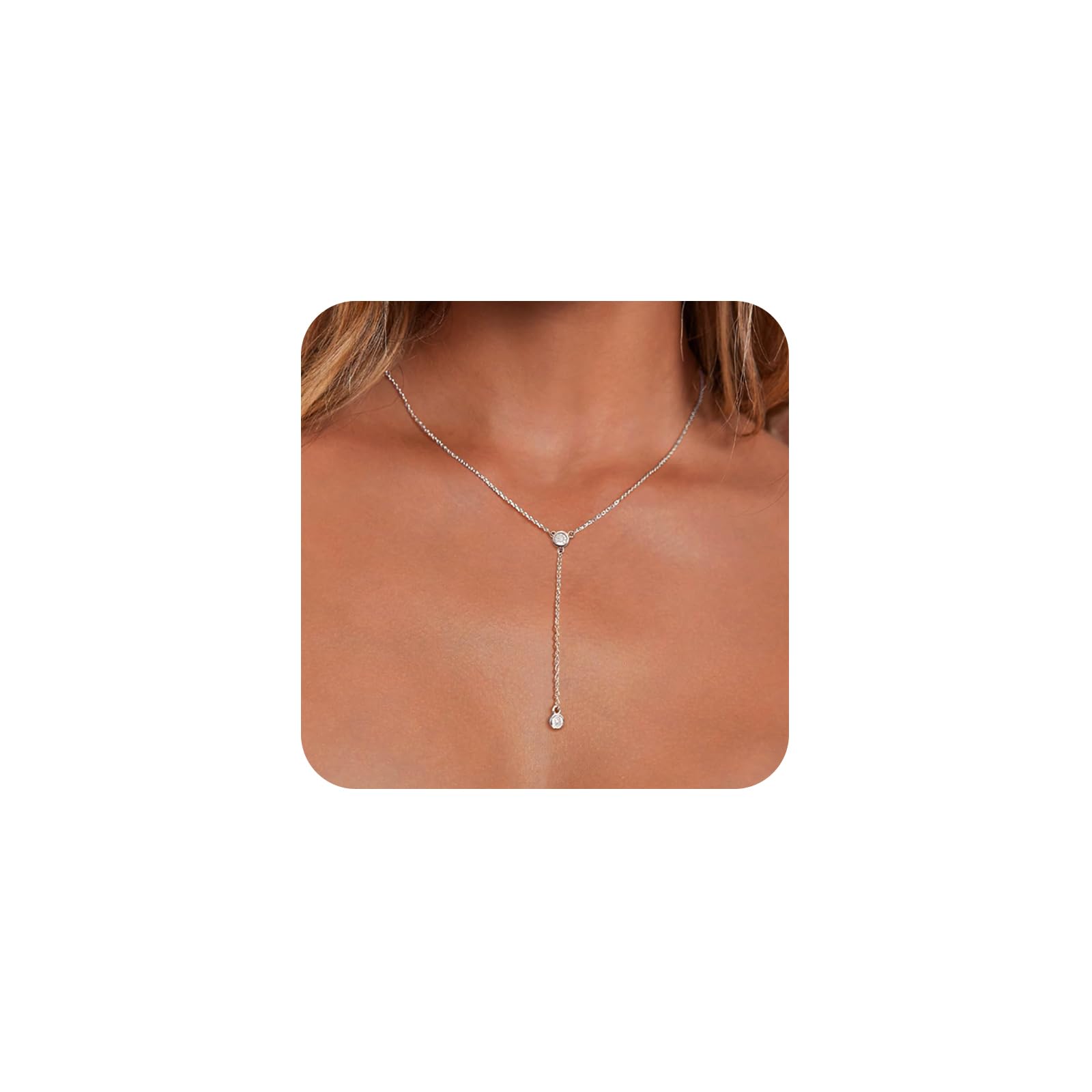 LULII Lariat Gold Necklace for Women Trendy Dainty 14k Gold Plated/Silver Layered Chain Drop Necklaces Y-Shaped Necklace Jewelry for Women Gifts