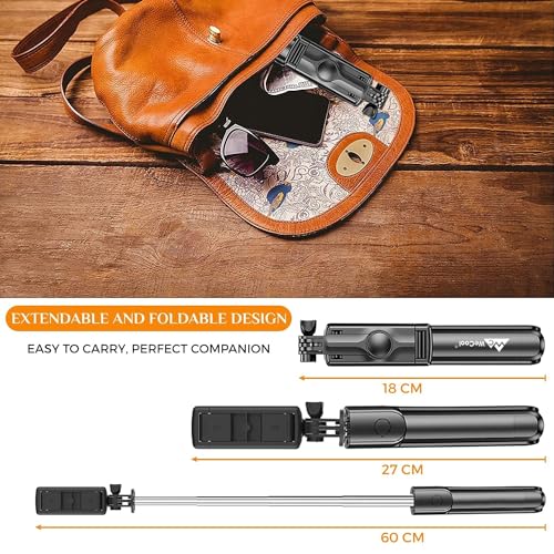 Image of 28 Inch Selfie Stick Tripod Stand, 3-in-1 Multifunctional Design with Bluetooth Remote for Makeup, Selfie & Photoshoot.