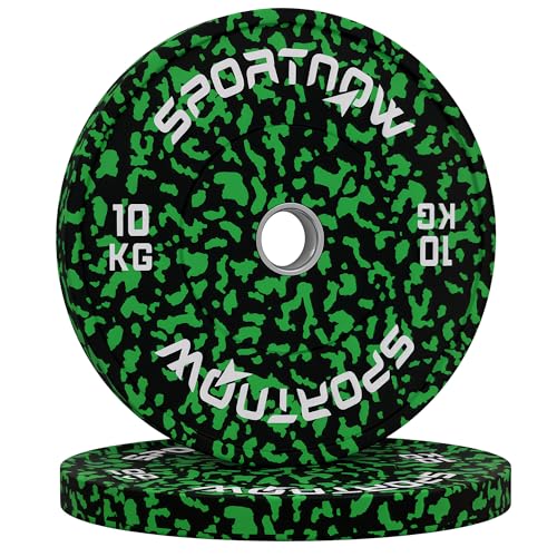 SPORTNOW Olympic Bumper Plates PAIR, 2 Solid Rubber Weight Plates Set, Weights Discs for Home Gym Barbell Strength Training and Weight Lifting, 2 x 10kg