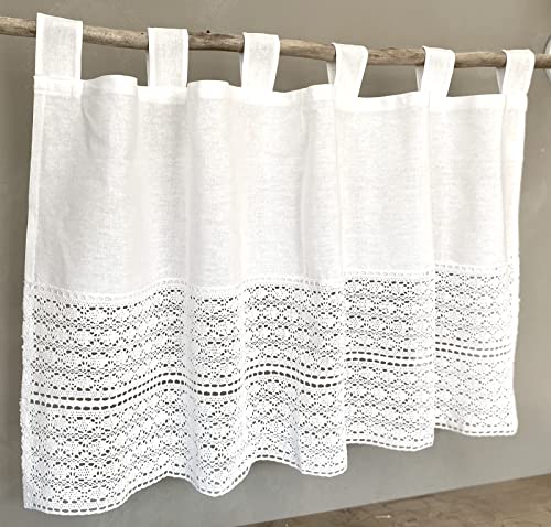 heimtexland ® Häkelspitze Deko Bistrogardine Baumwolle Weiß...