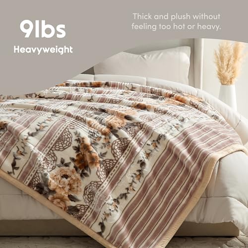 Image of Nestl Korean Mink Blanket Queen Size - 9 Lbs Velvet Fleece Korean Blanket - 2 Ply Warm & Thick Winter Blanket - Wrinkle & Fade Resistant - 79 x 94 Inches (Beige)