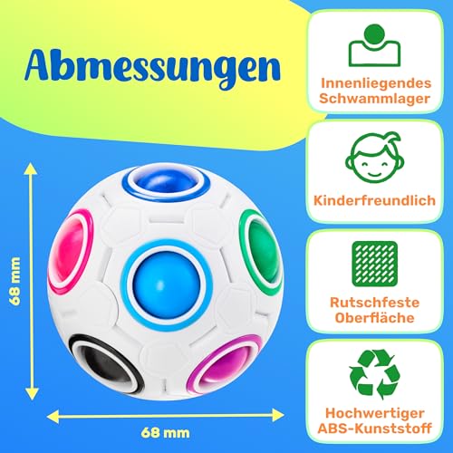 CUBIDI® Original Regenbogenball – Geschicklichkeitsspiel & Fidget Toy für Kinder und Erwachsene – 3D Kugellabyrinth Brainteaser, Anti Stress Spielzeug ab 4 Jahren