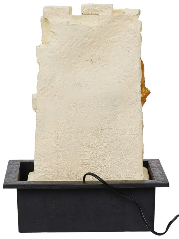 Image of Polyresin Golden Colour Ganesha Idol Table Top Home Decor Indoor Front Curtain Style Waterfall Fountain with Yellow LED & Speed Controller Pump (Size: 40 x 29.5 x 22CM | Weight: 2265grm)