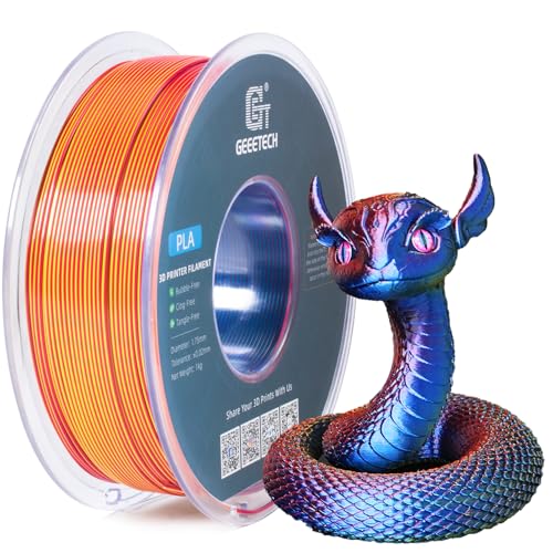 GEEETECH Silk PLA 3D Printer Filament 1.75mm, Silk Tri-Color PLA Filament 1KG(2.2lbs), Dimensional Accuracy +/- 0.02 mm, Multicolor Filament PLA Red Yellow Blue